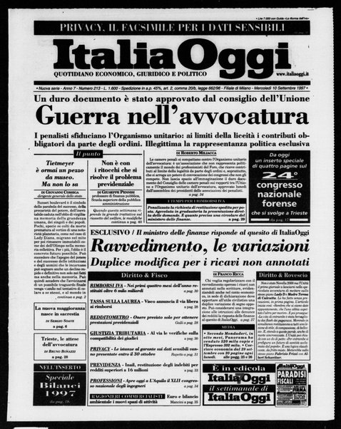 Italia oggi : quotidiano di economia finanza e politica